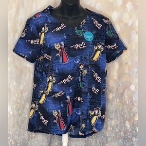 NWT Disney's Hocus Pocus Tooniforms by Cherokee Uniforms  Scrub Top Sz Medium